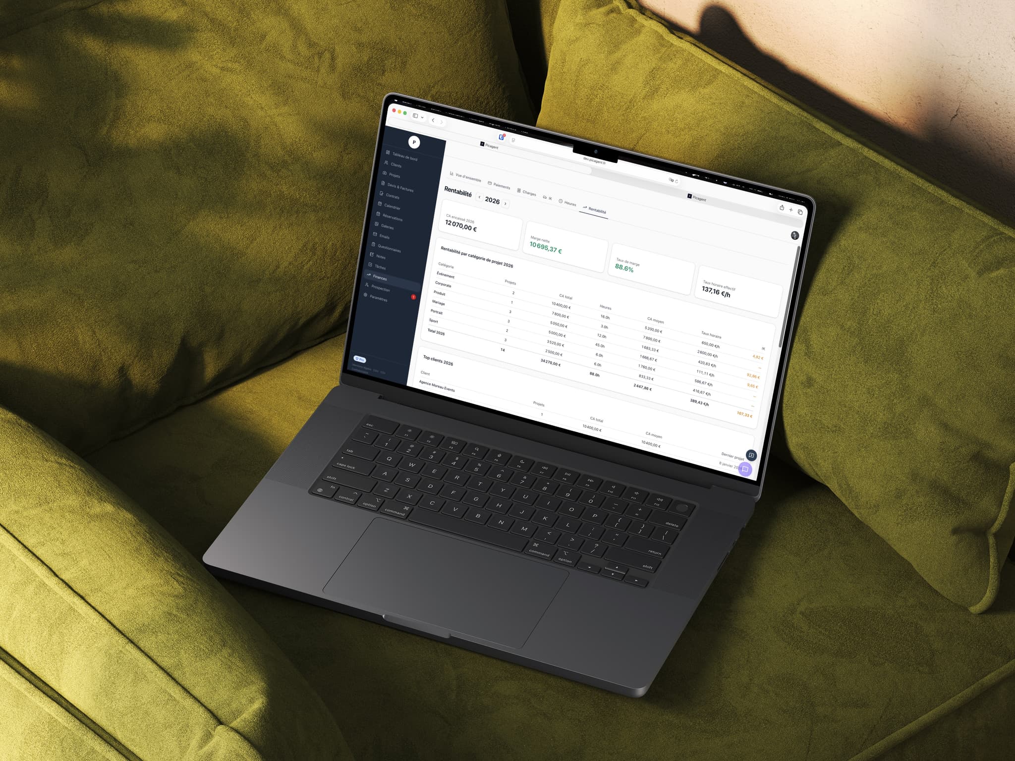 PicAgent — Suivi financier et rentabilité par projet